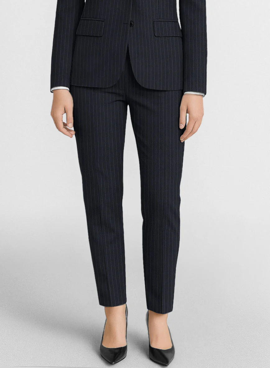 Women's Windsor Blue Stripe Wool Suit - Image 3