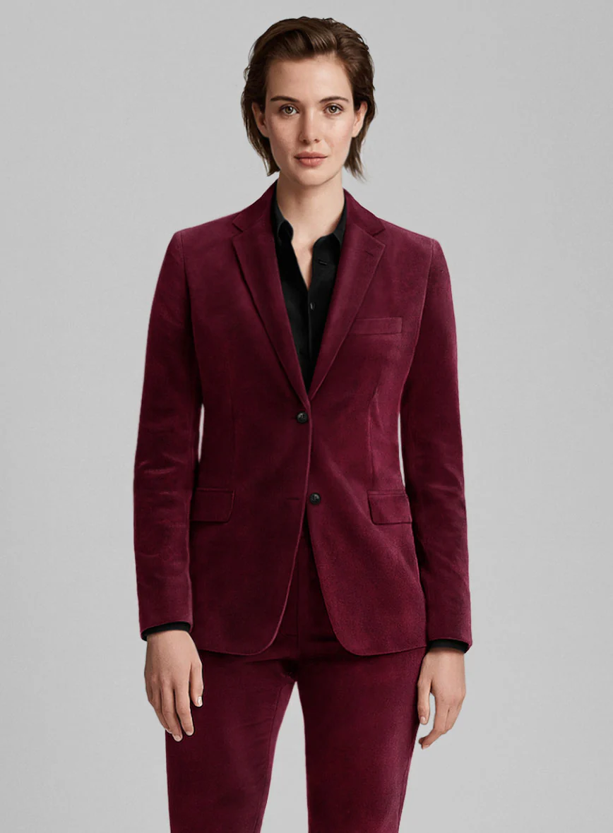 Women's Wine Velvet Suit - Image 2