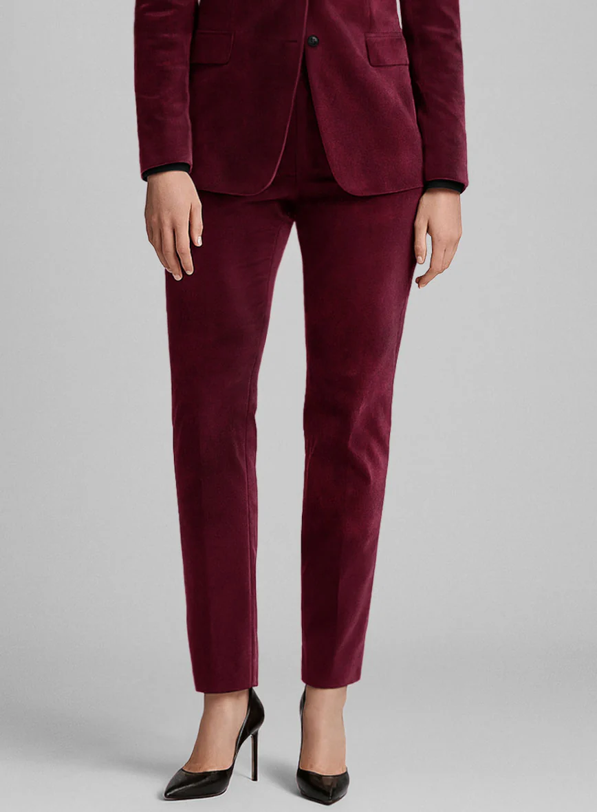 Women's Wine Velvet Suit - Image 3
