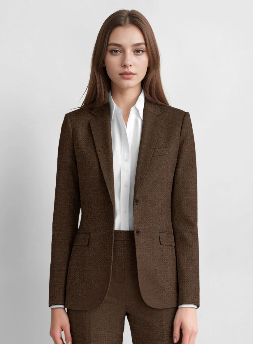 Women's Worsted Brown Wool Suit - Image 2