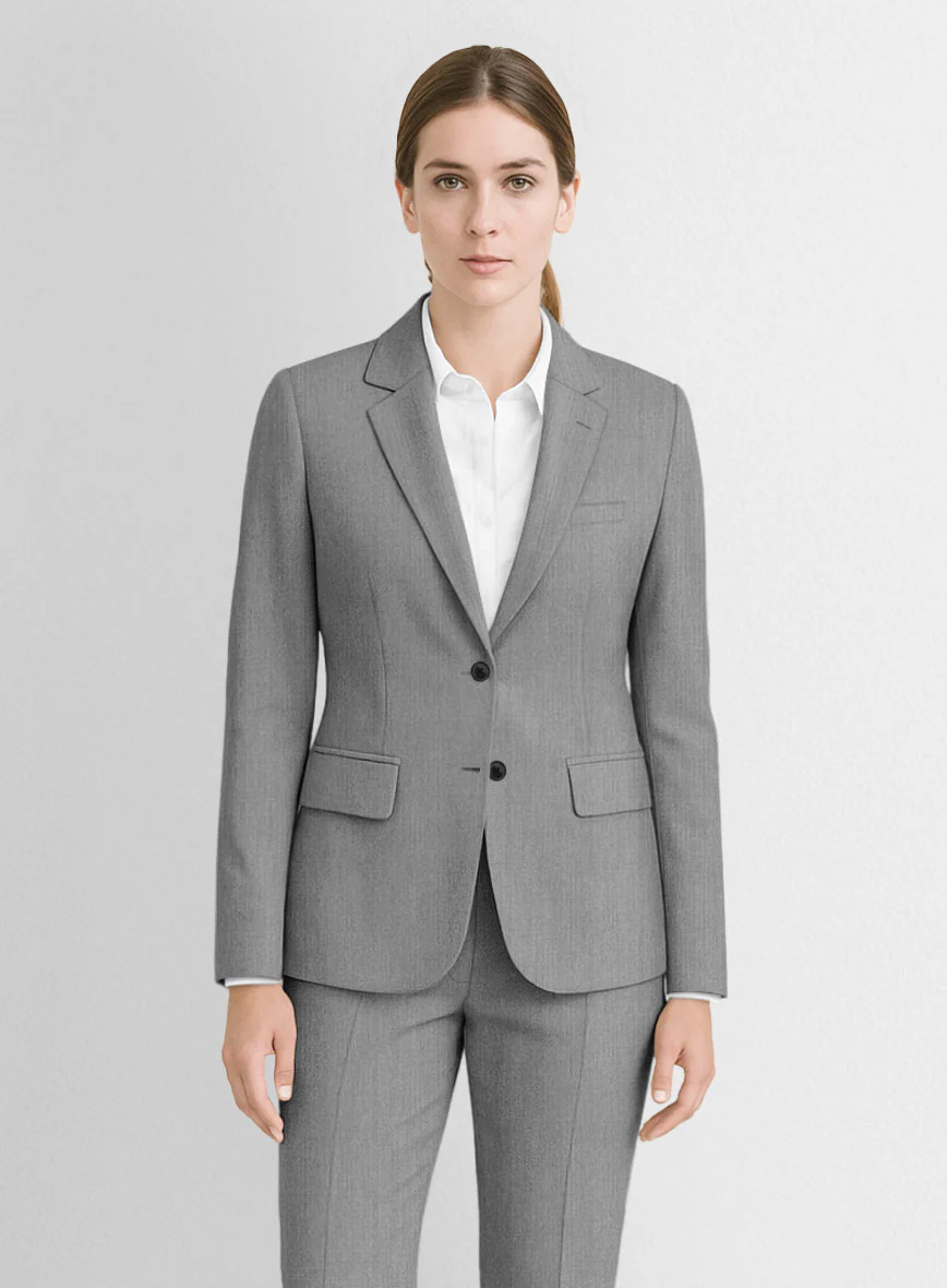 Women's Worsted Light Gray Wool Suit - Image 2