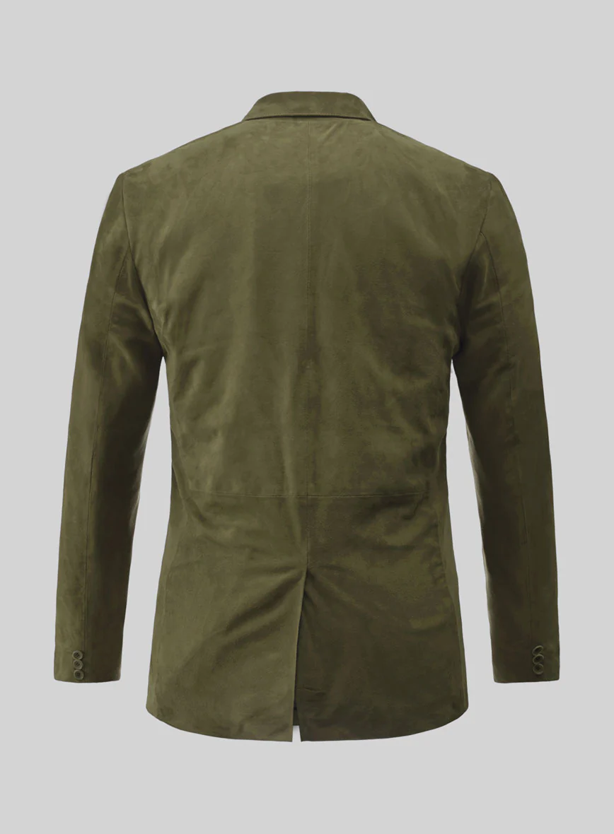 Woodland Green Suede Leather Blazer - Image 3