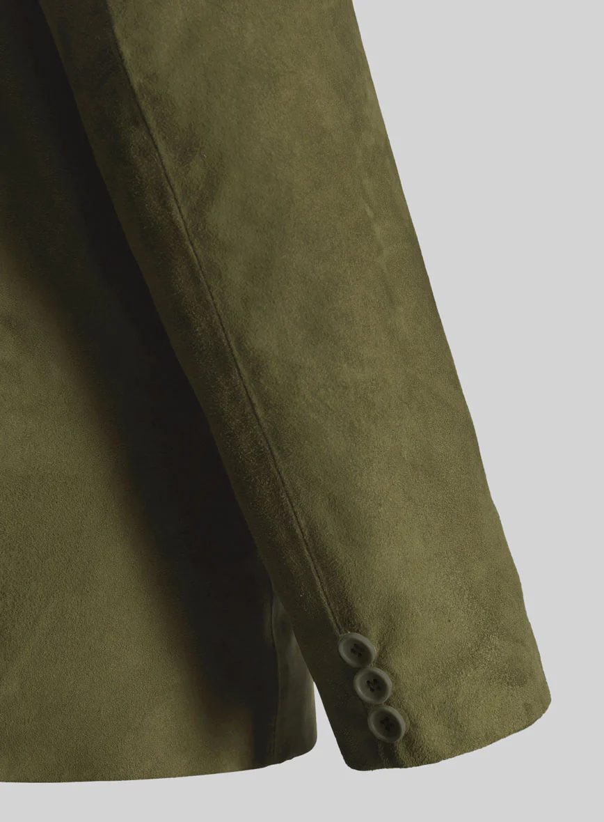 Woodland Green Suede Leather Blazer - Image 5
