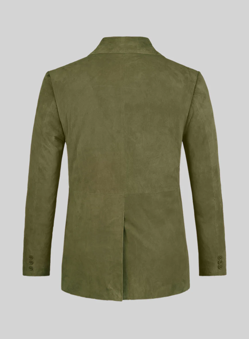 Woodland Green Suede Leather Pea Coat - Image 2