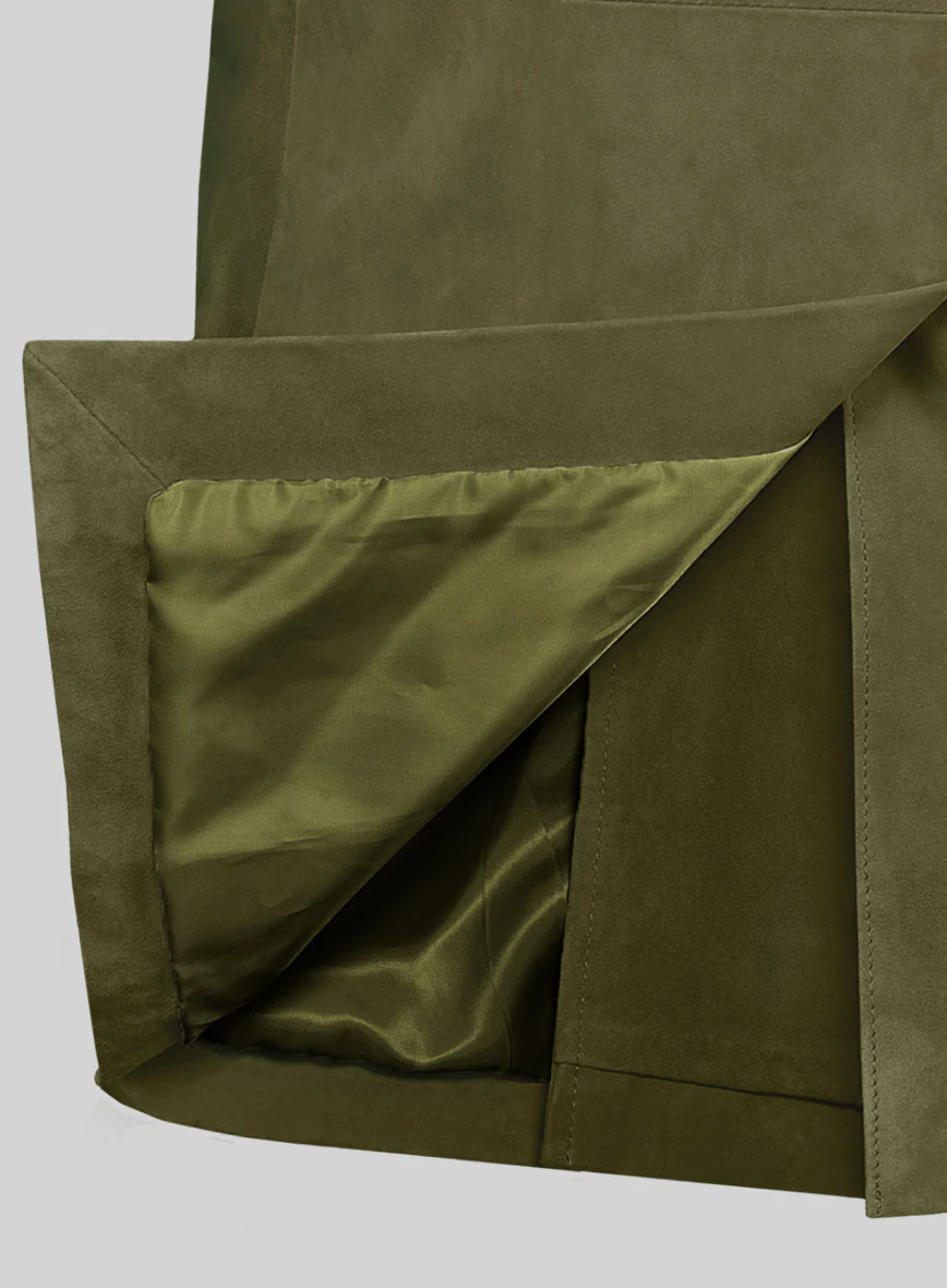Woodland Green Suede Leather Pea Coat - Image 5