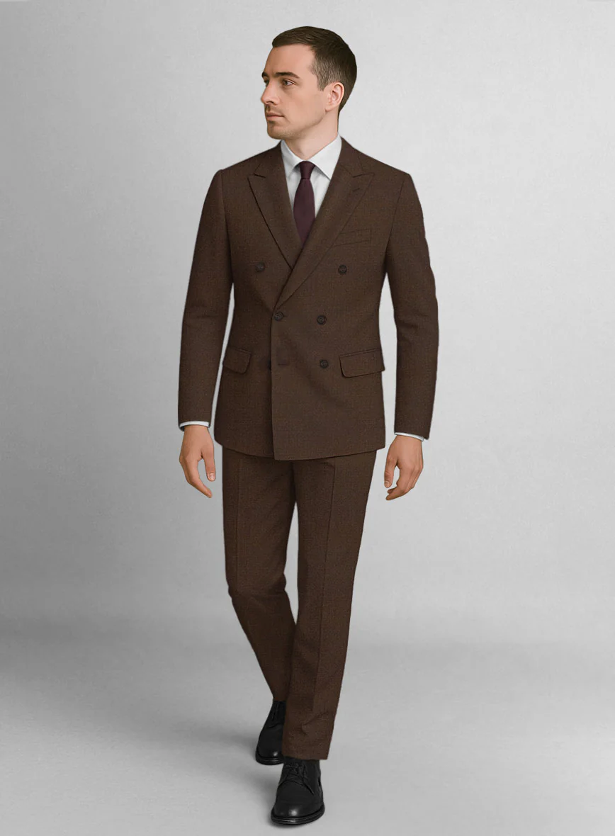 Worsted Brown Wool Double Breasted Suit - Image 2