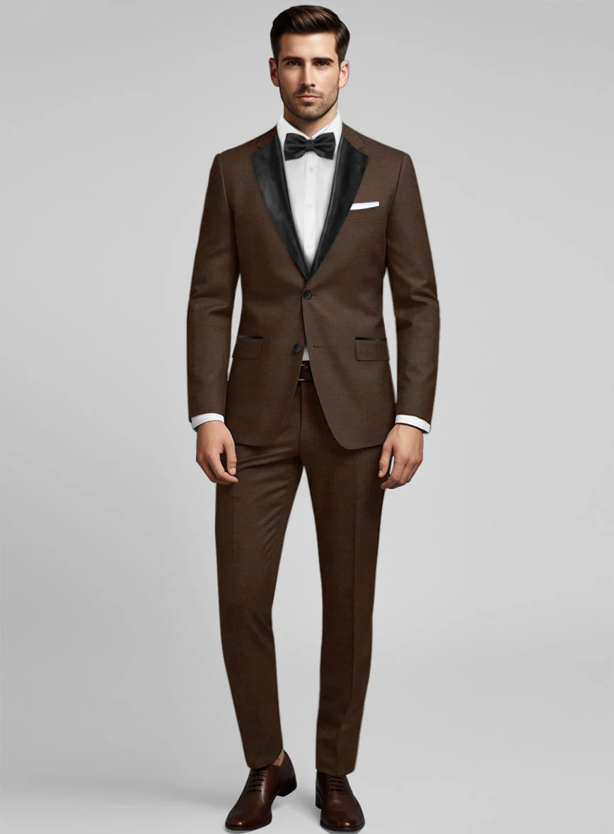 Worsted Brown Wool Tuxedo Suit - Image 2