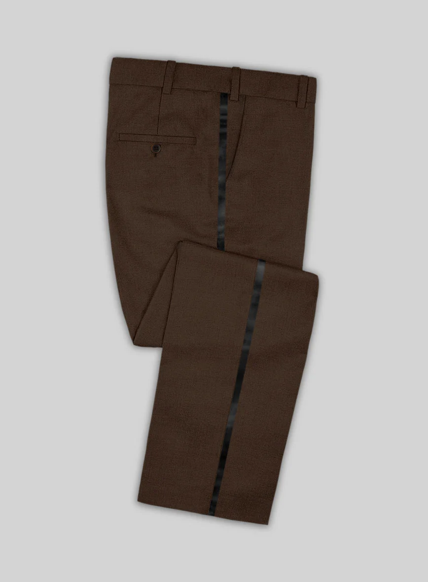 Worsted Brown Wool Tuxedo Suit - Image 4