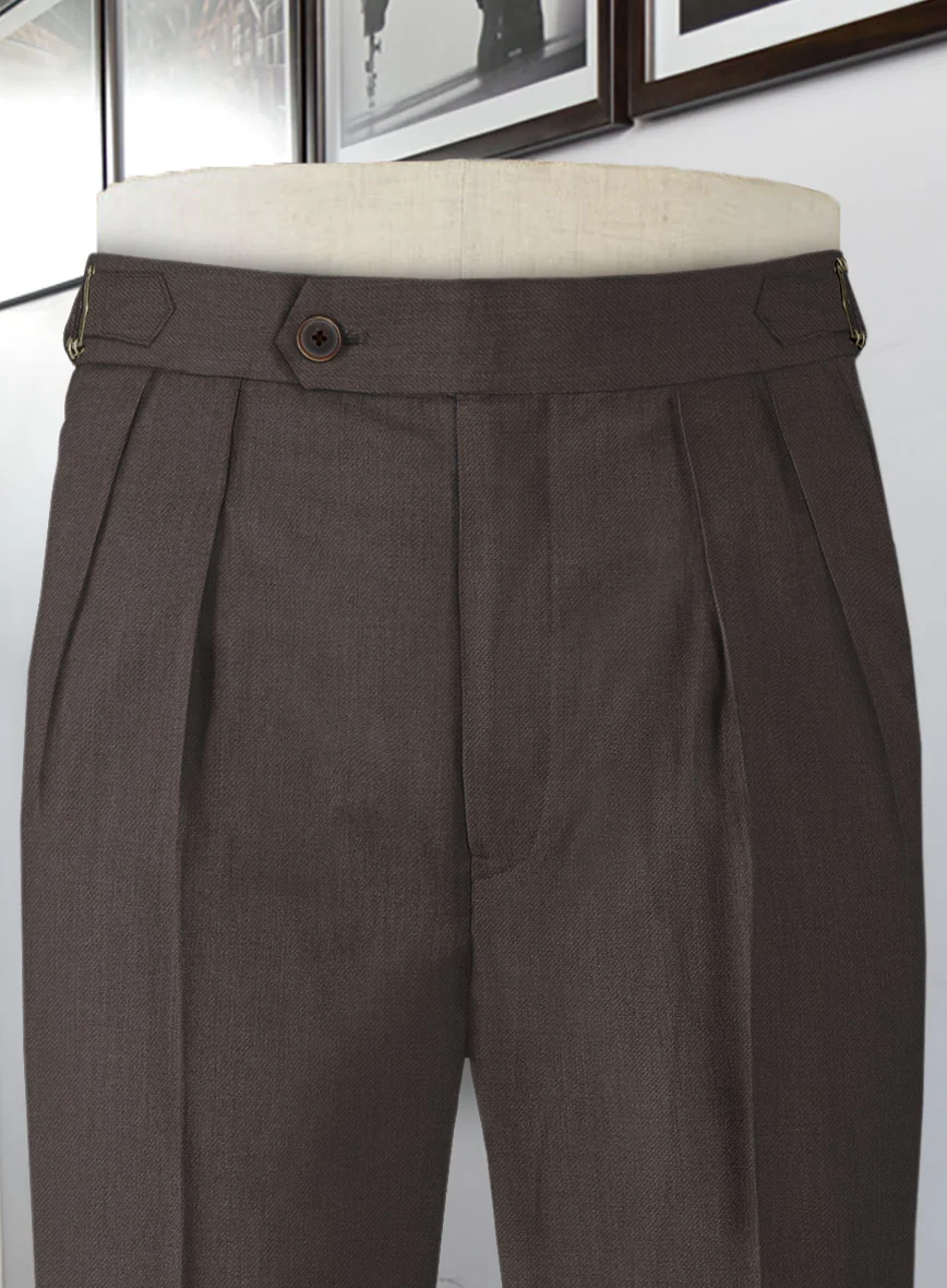 Worsted Dark Brown Wool Highland Trousers - Image 2