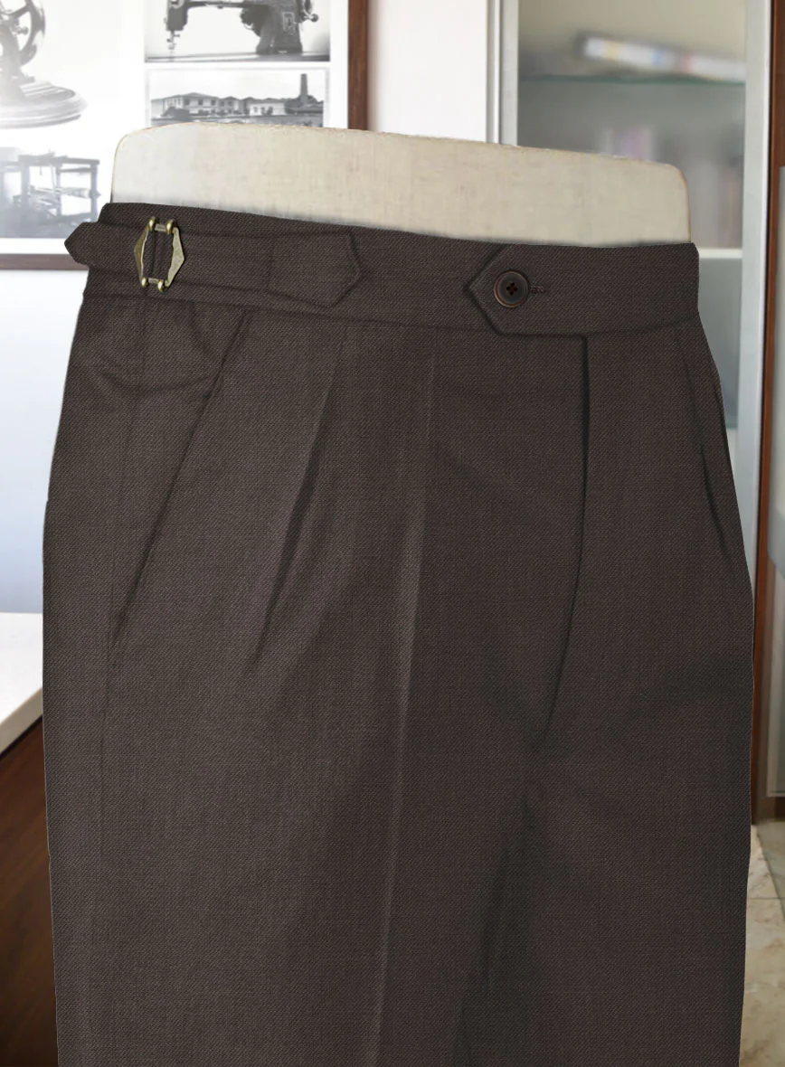 Worsted Dark Brown Wool Highland Trousers - Image 3