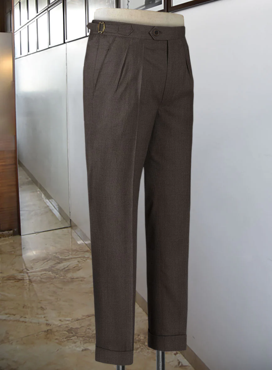 Worsted Dark Brown Wool Highland Trousers - Image 4
