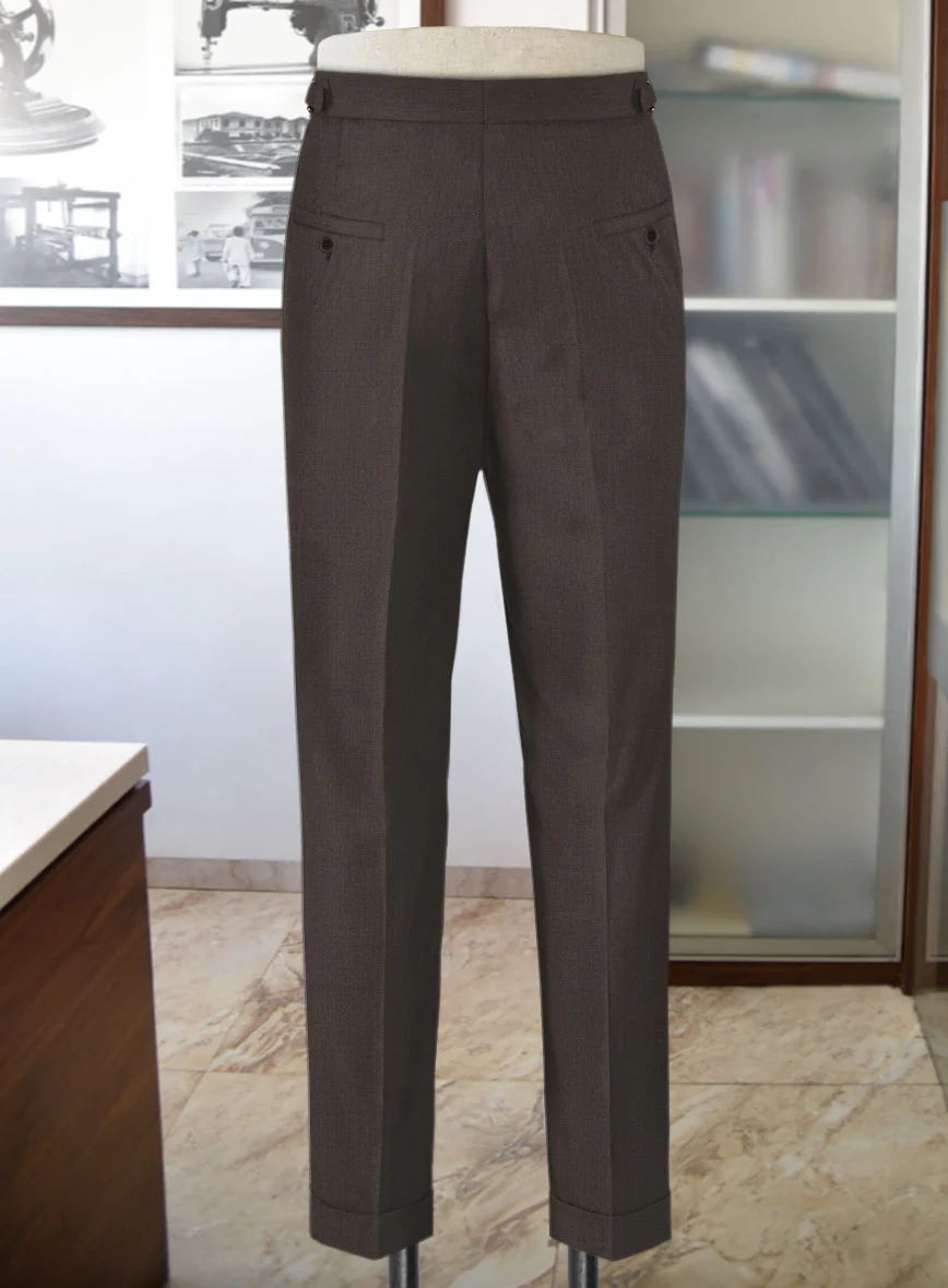 Worsted Dark Brown Wool Highland Trousers - Image 5