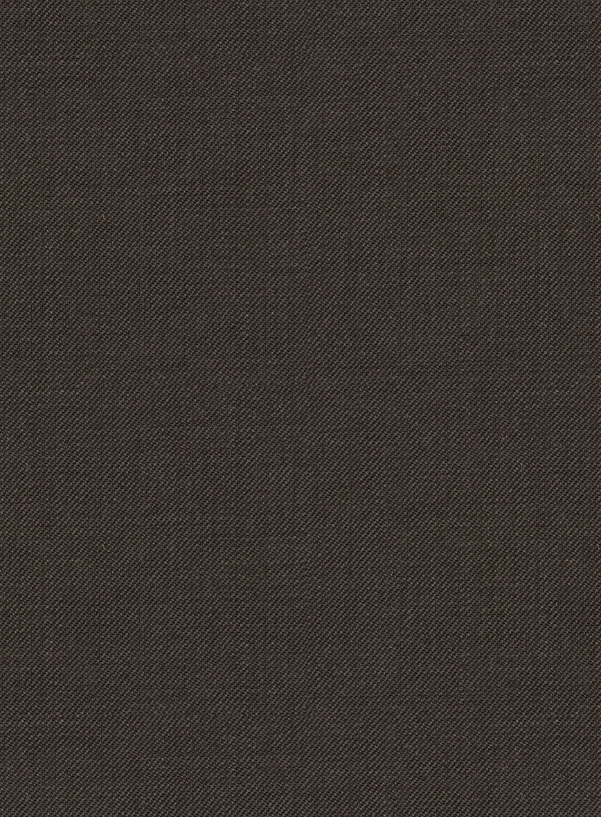 Worsted Dark Brown Wool Ivory Bar Trouser - Image 2