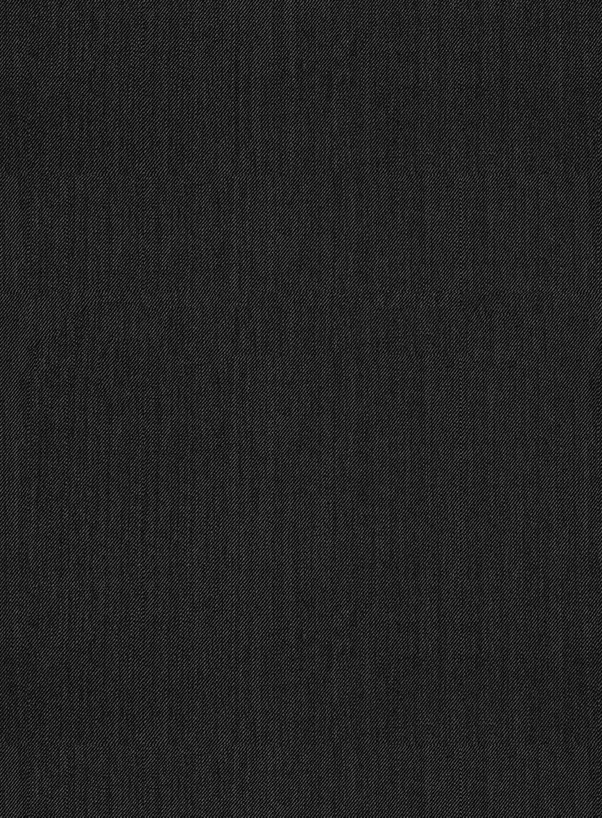 Worsted Dark Charcoal Wool Ivory Bar Trouser - Image 2