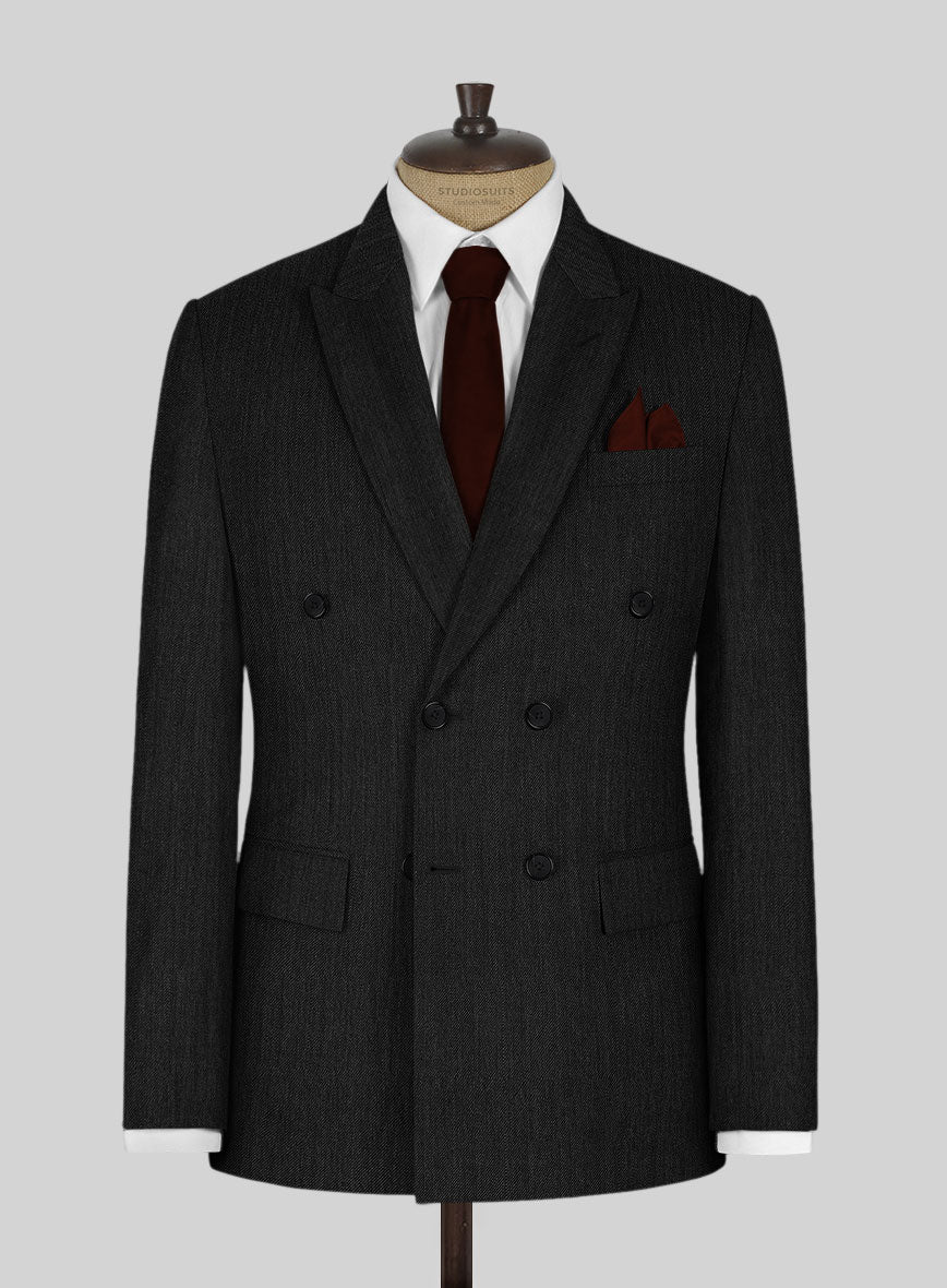 Worsted Dark Charcoal Wool Double Breasted Suit - Image 2
