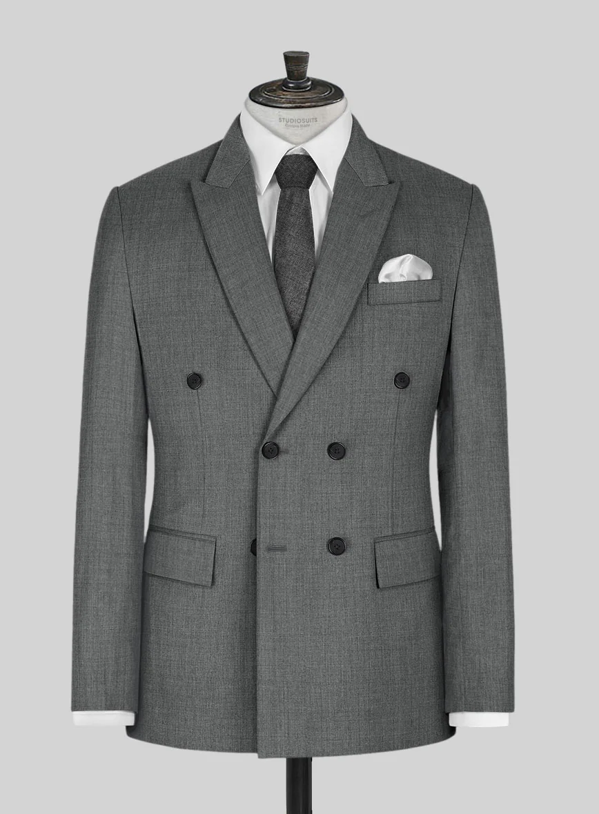 Worsted Mid Charcoal Wool Double Breasted Suit - Image 2