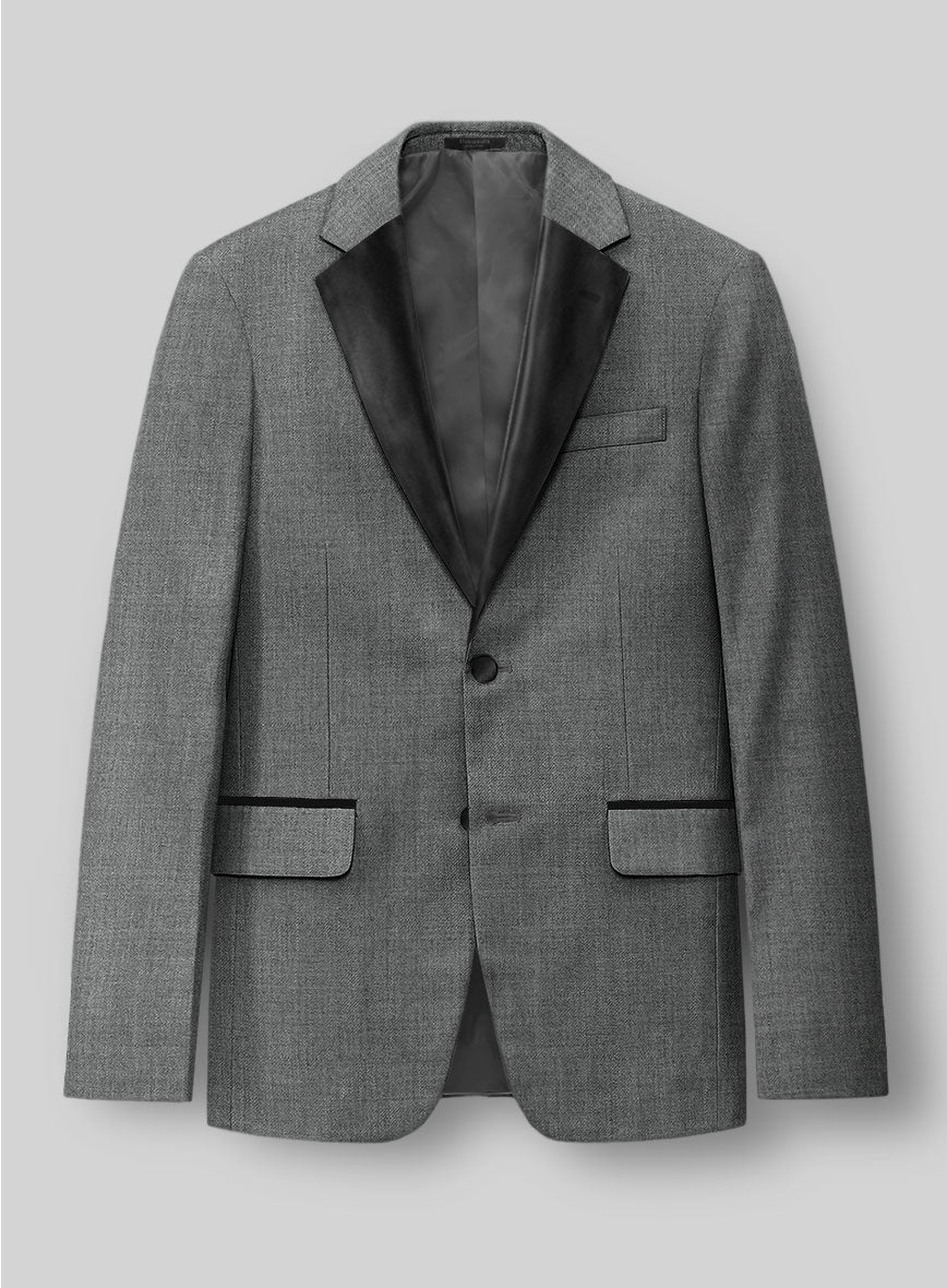 Worsted Mid Charcoal Wool Tuxedo Suit - Image 2