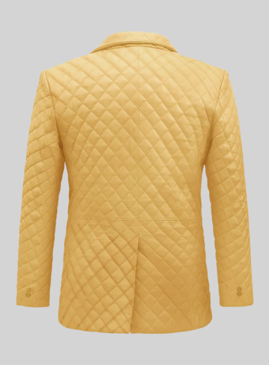 Yellow Bocelli Quilted Leather Blazer - Image 2