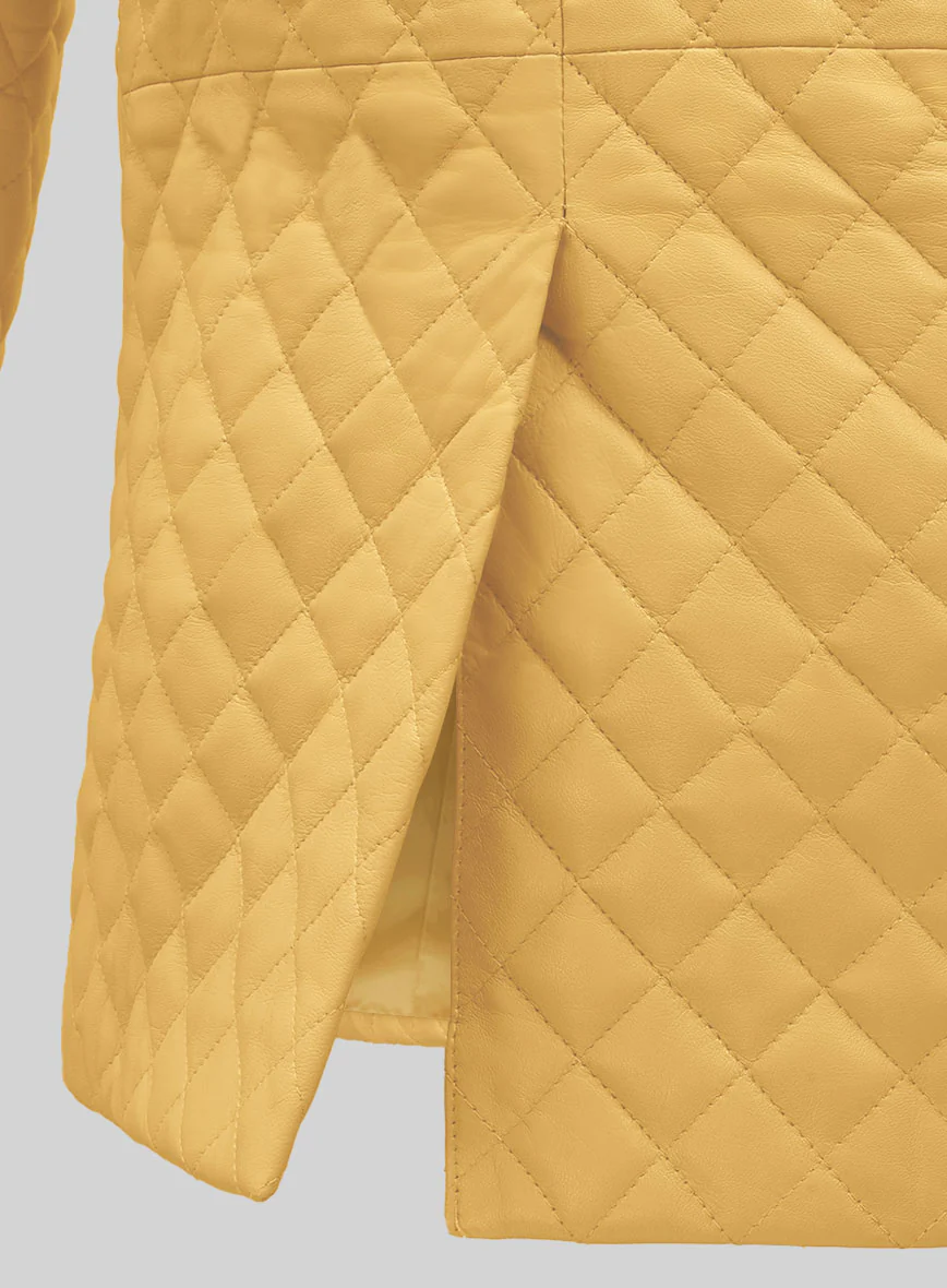 Yellow Bocelli Quilted Leather Blazer - Image 3