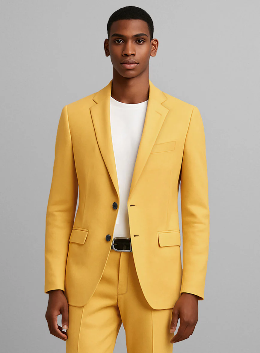 Yellow Napoli Stretch Light Weight Cotton Suit - Image 3