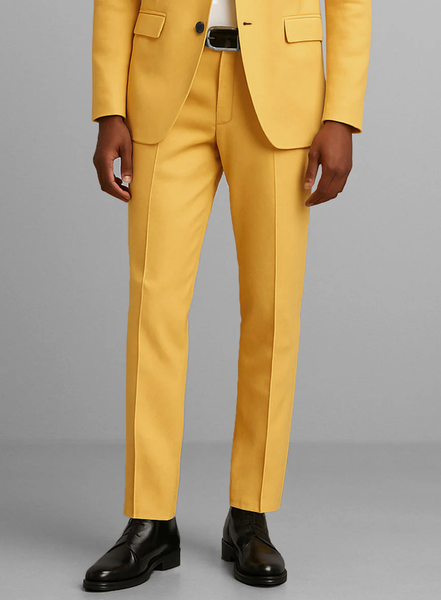 Yellow Napoli Stretch Light Weight Cotton Suit - Image 5