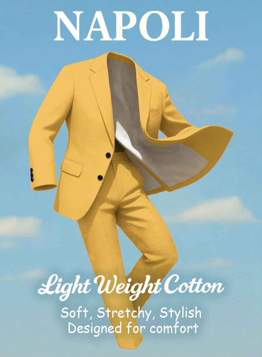 Yellow Napoli Stretch Light Weight Cotton Suit - Image 7